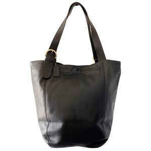 Coach XL black leather vintage shoulder tote bag